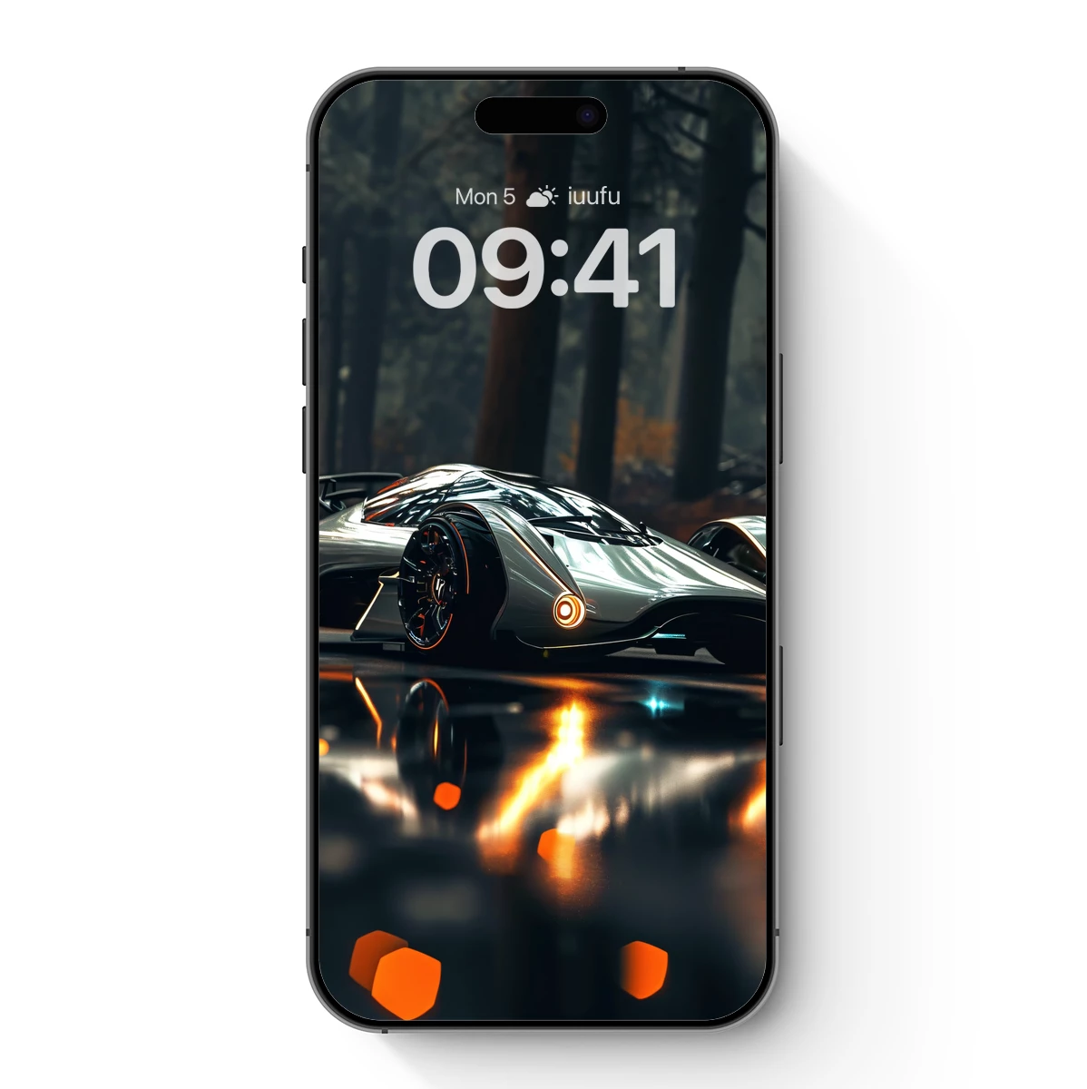 Futuristic Hypercar in Enchanted Forest Futuristic Hypercar in Enchanted Forest