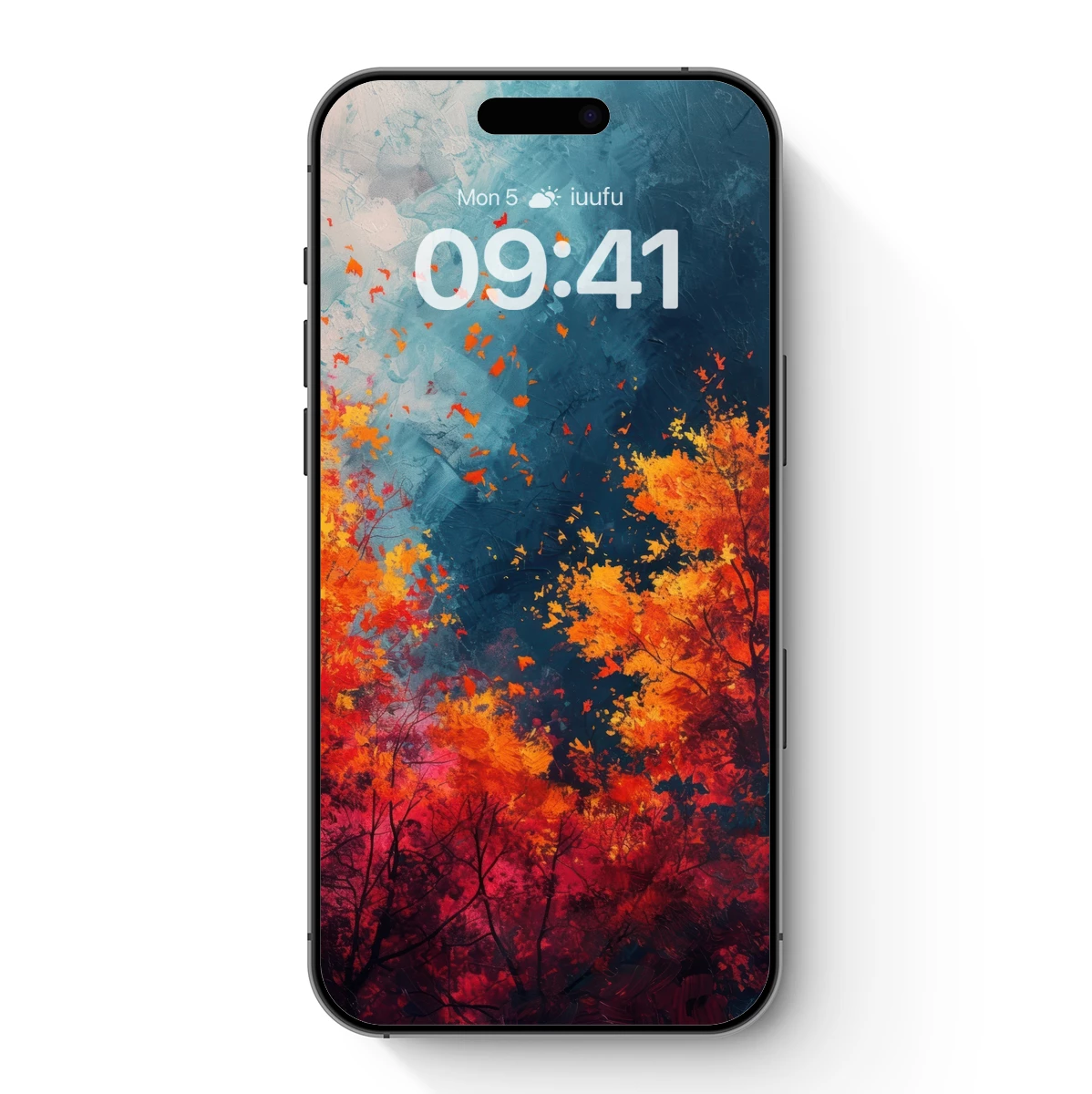 Autumn Blaze: Abstract Forest in Fiery Hues