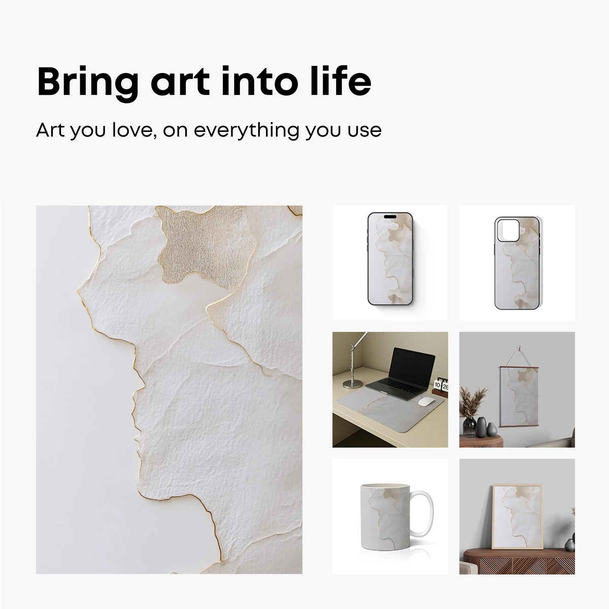 Golden Veins on Textured Canvas - Image 2