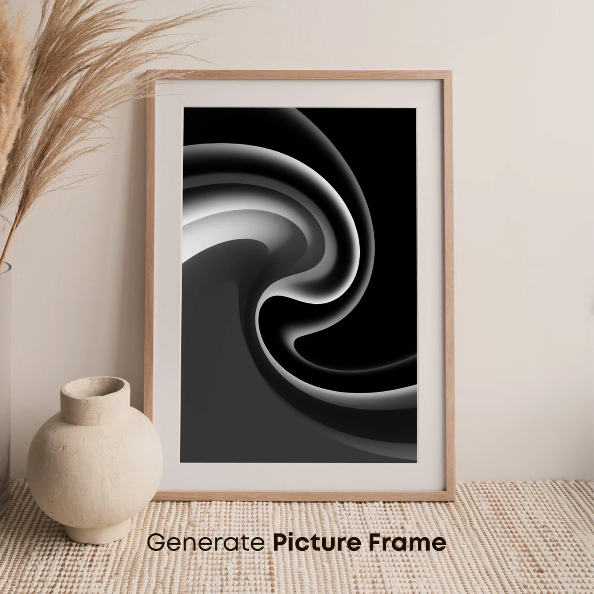 Elegant Monochrome Swirl: Abstract Fluidity - Image 7