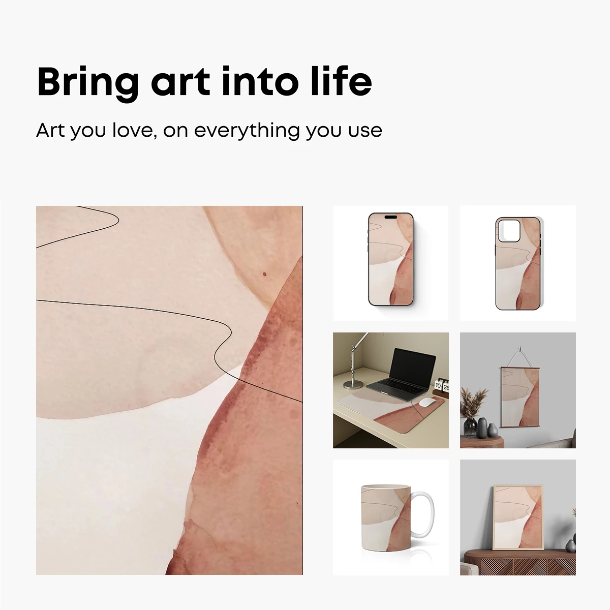 Abstract Watercolor Flow: Minimalist Curves and Blush Tones - Image 2