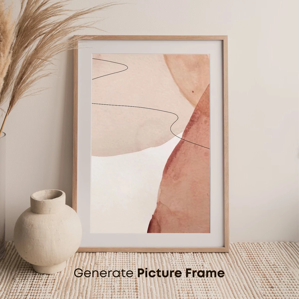 Abstract Watercolor Flow: Minimalist Curves and Blush Tones - Image 7