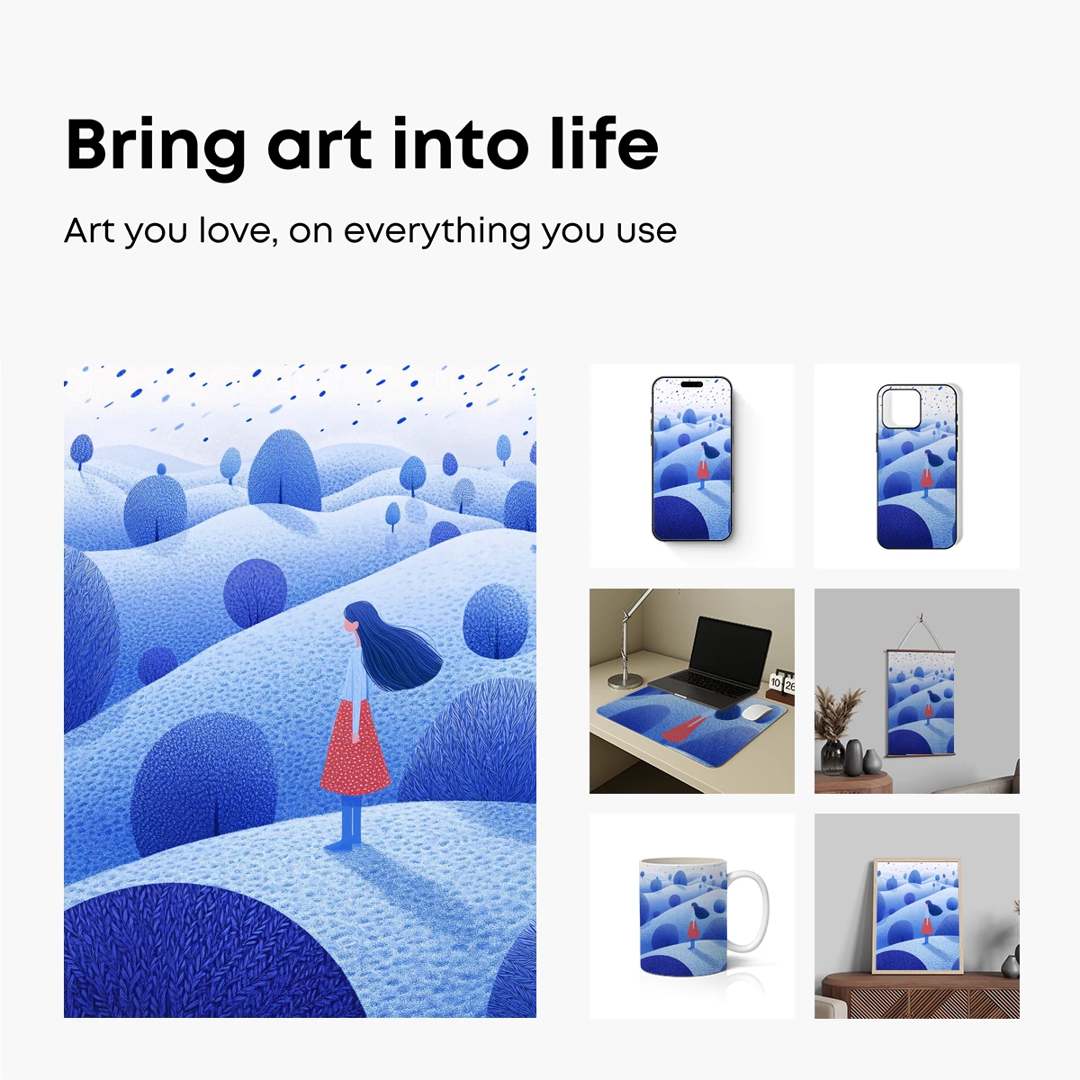 Blue Serenity: A Lone Figure in a Winter Wonderland - Image 2