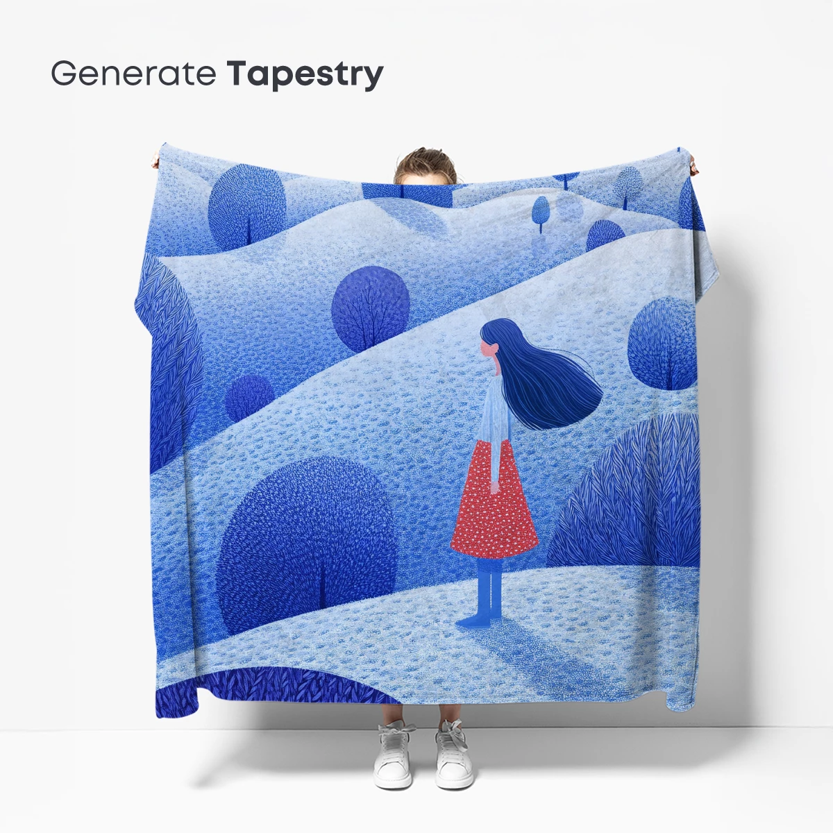 Blue Serenity: A Lone Figure in a Winter Wonderland - Image 5