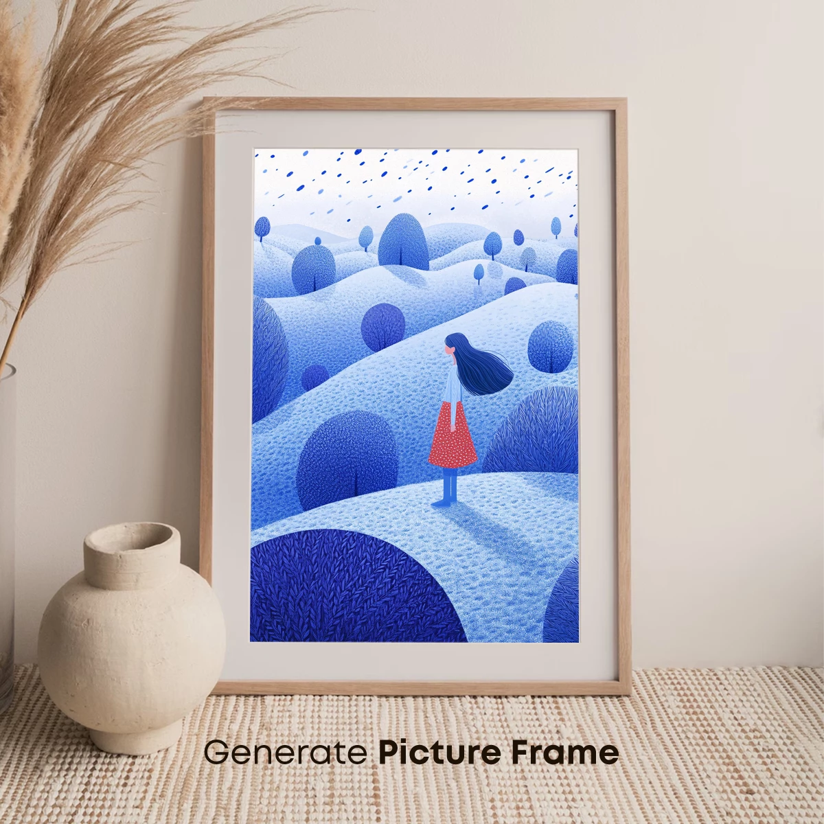 Blue Serenity: A Lone Figure in a Winter Wonderland - Image 7