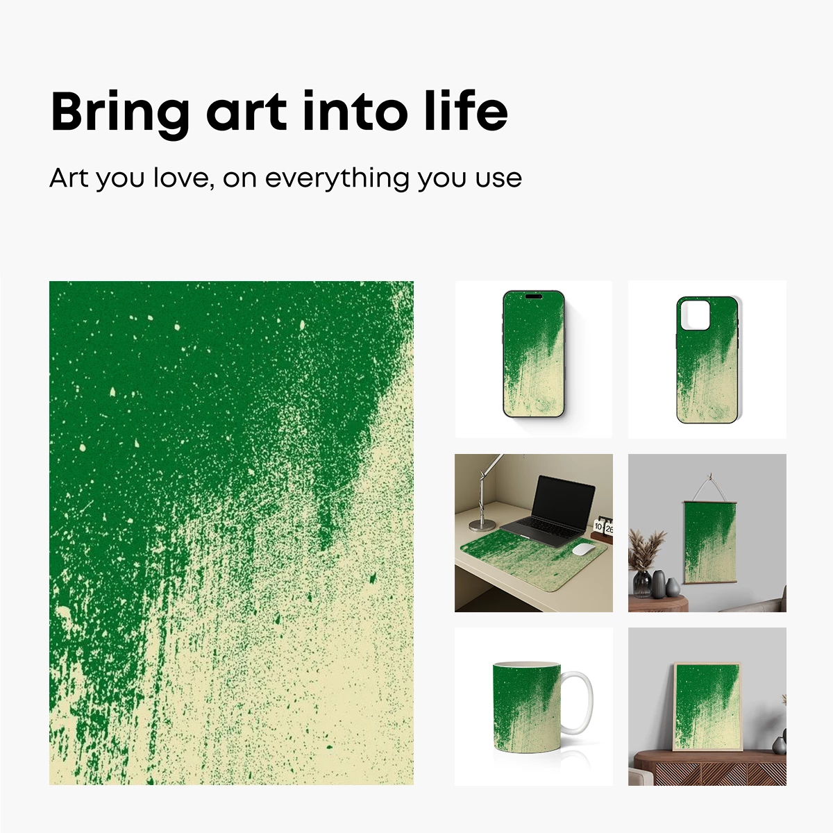 Emerald Whisper: Abstract Green Grunge Art - Image 2