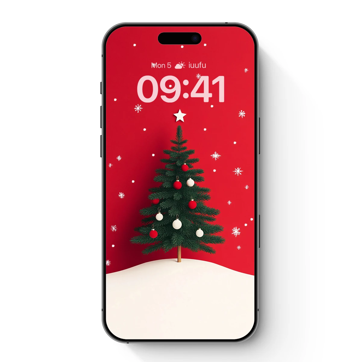 Festive Christmas Tree in Scarlet Snowfall