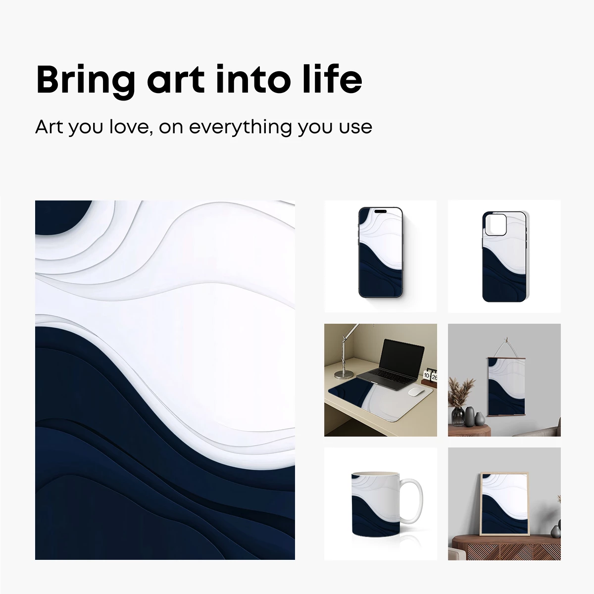 Elegant Wave Symphony in Navy and White - Image 2