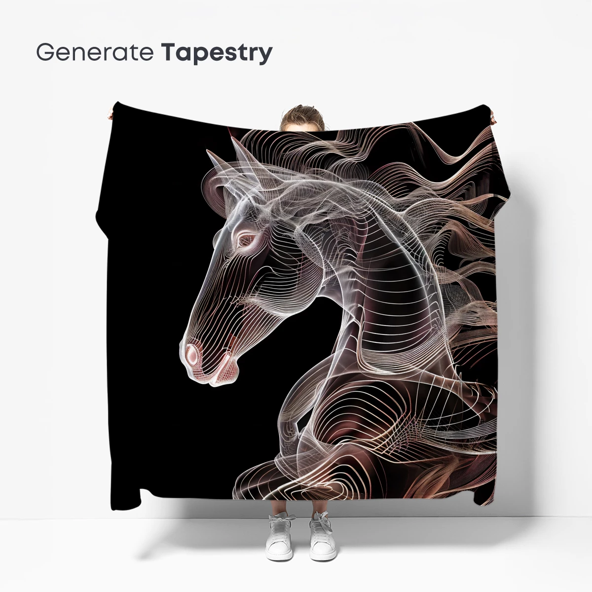 Ethereal Equine: Wavy Line Art Sculpture - Image 5