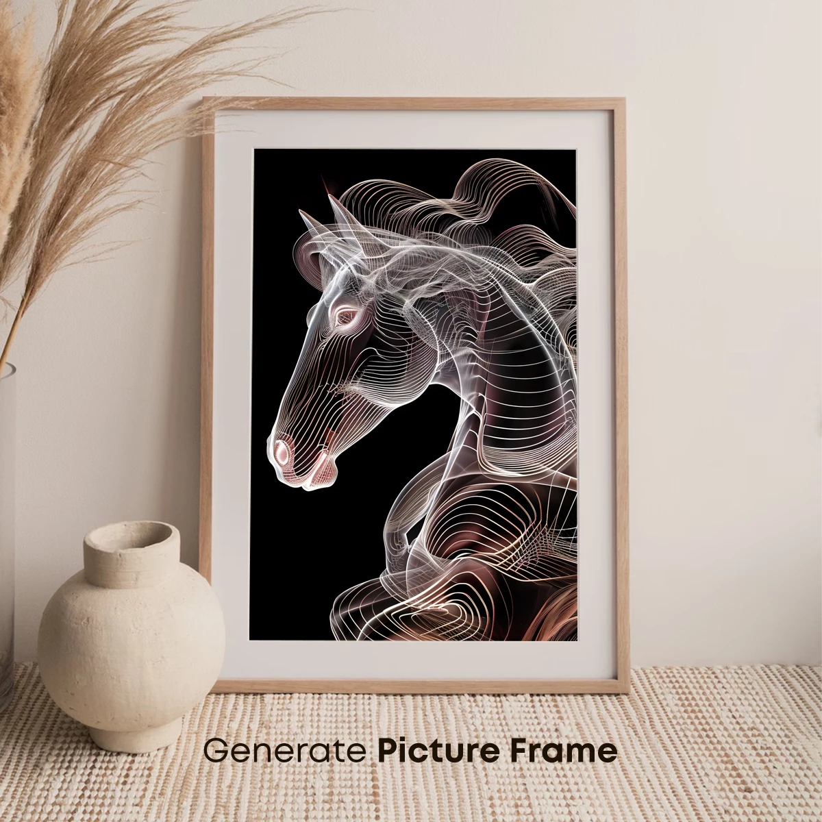 Ethereal Equine: Wavy Line Art Sculpture - Image 7