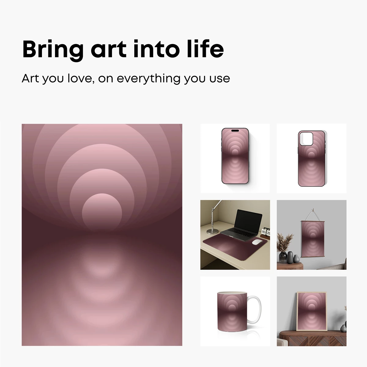 Echoes of Serenity: Concentric Circles in Soft Pink - Image 2