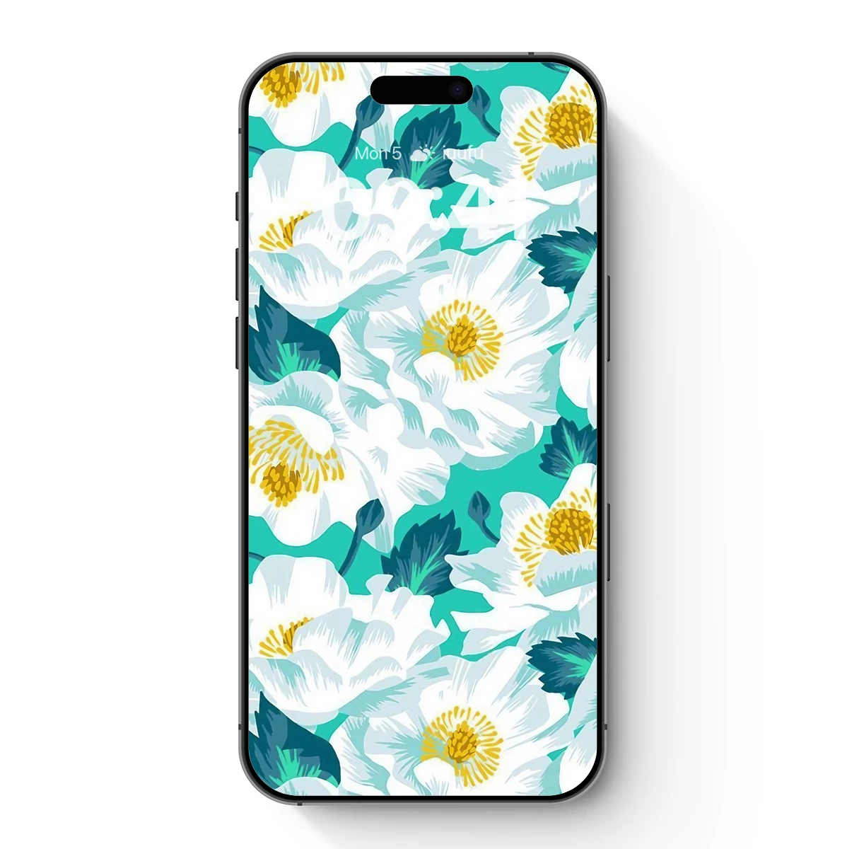 Elegant Peony Bloom: Teal & White Floral Harmony