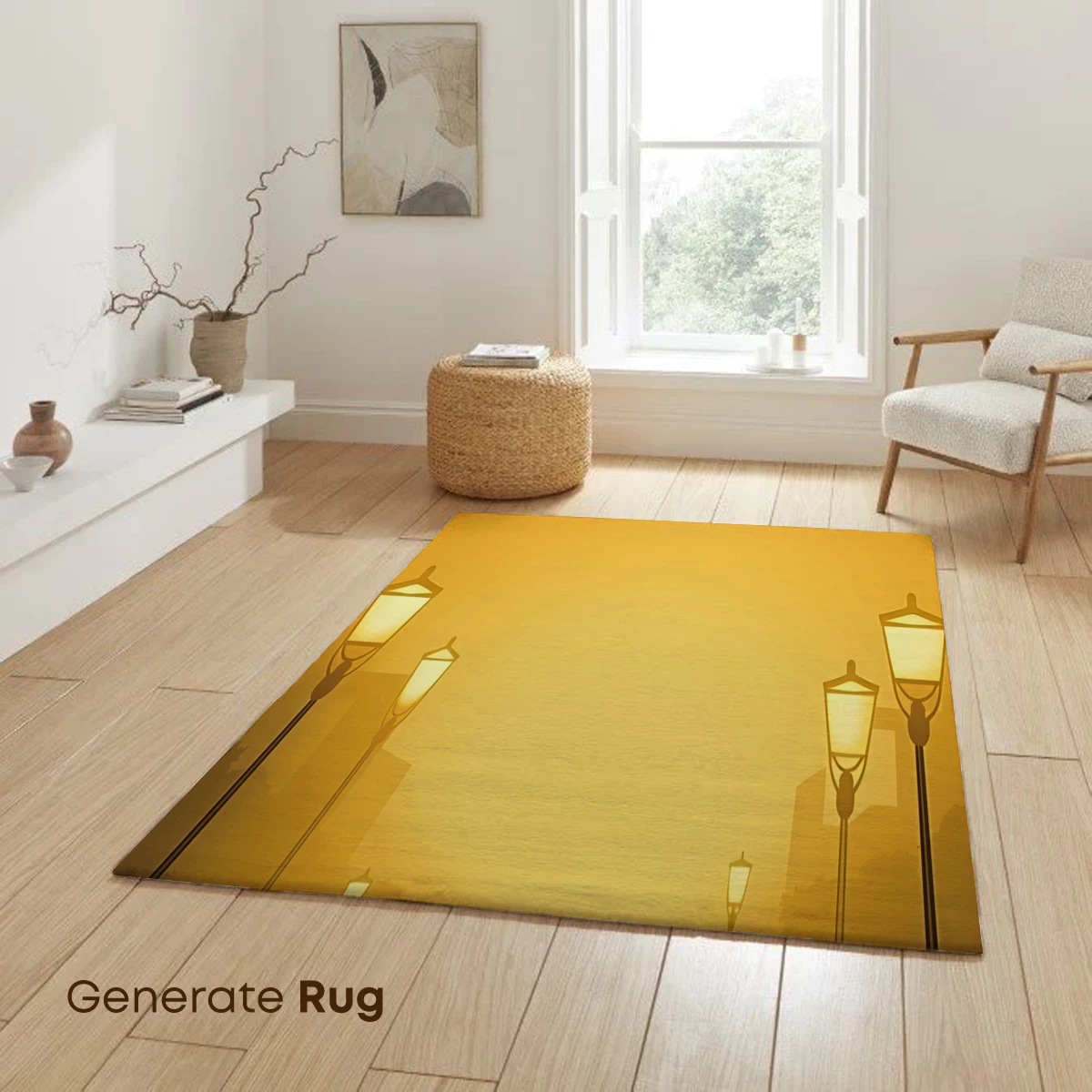 Golden Haze: Street Lamps in Misty Dawn - Image 6