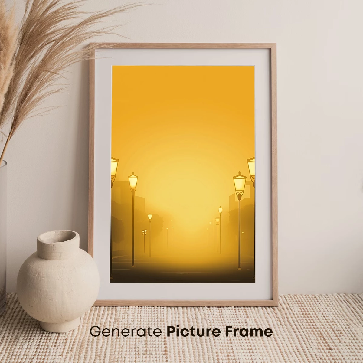 Golden Haze: Street Lamps in Misty Dawn - Image 7