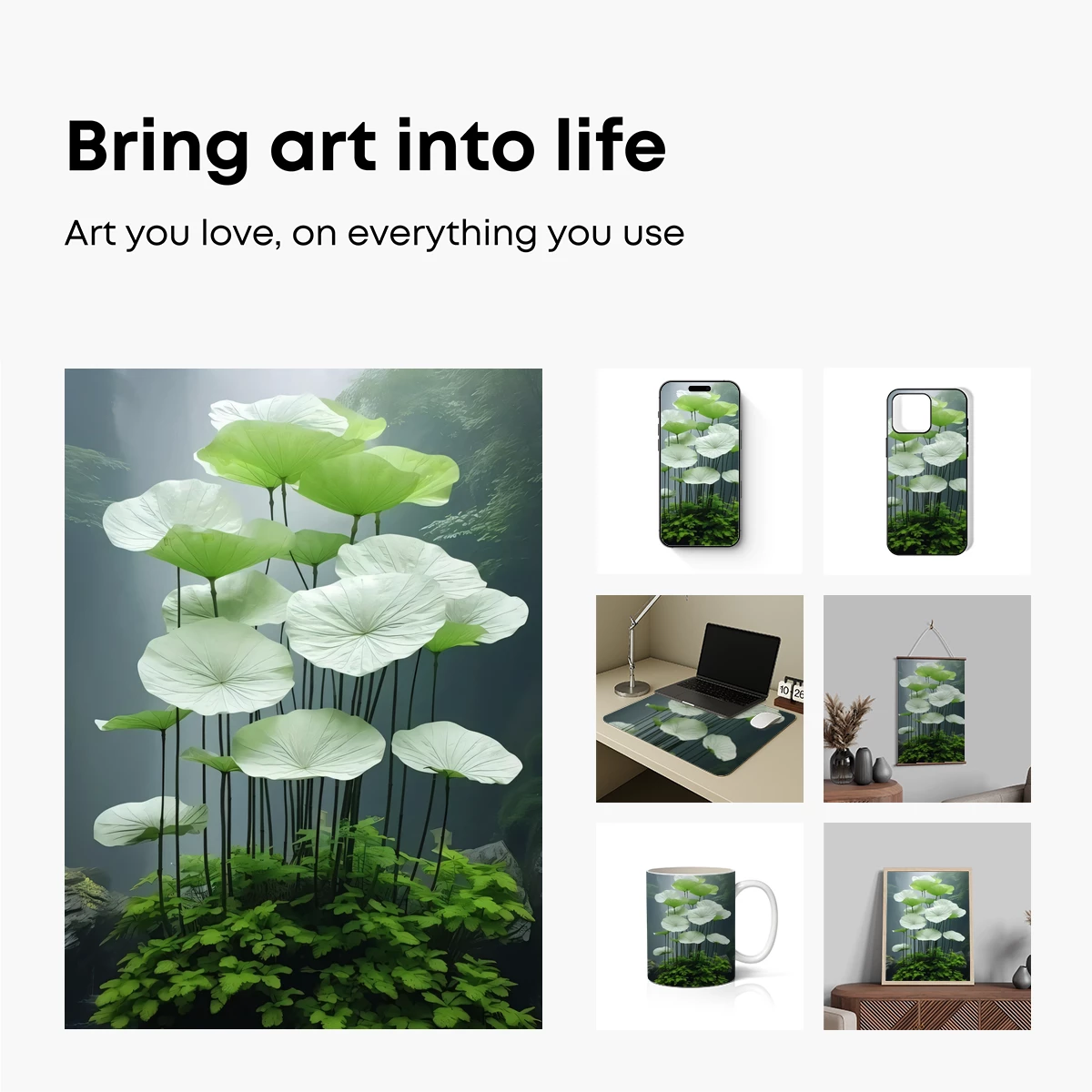 Ethereal Lotus Grove: Misty Waterfall Harmony - Image 2