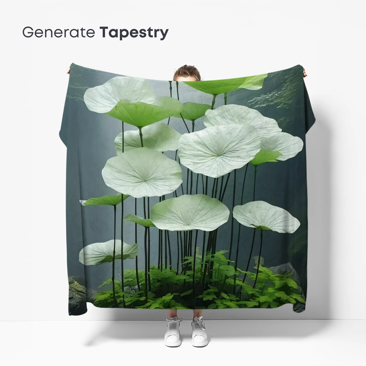 Ethereal Lotus Grove: Misty Waterfall Harmony - Image 5