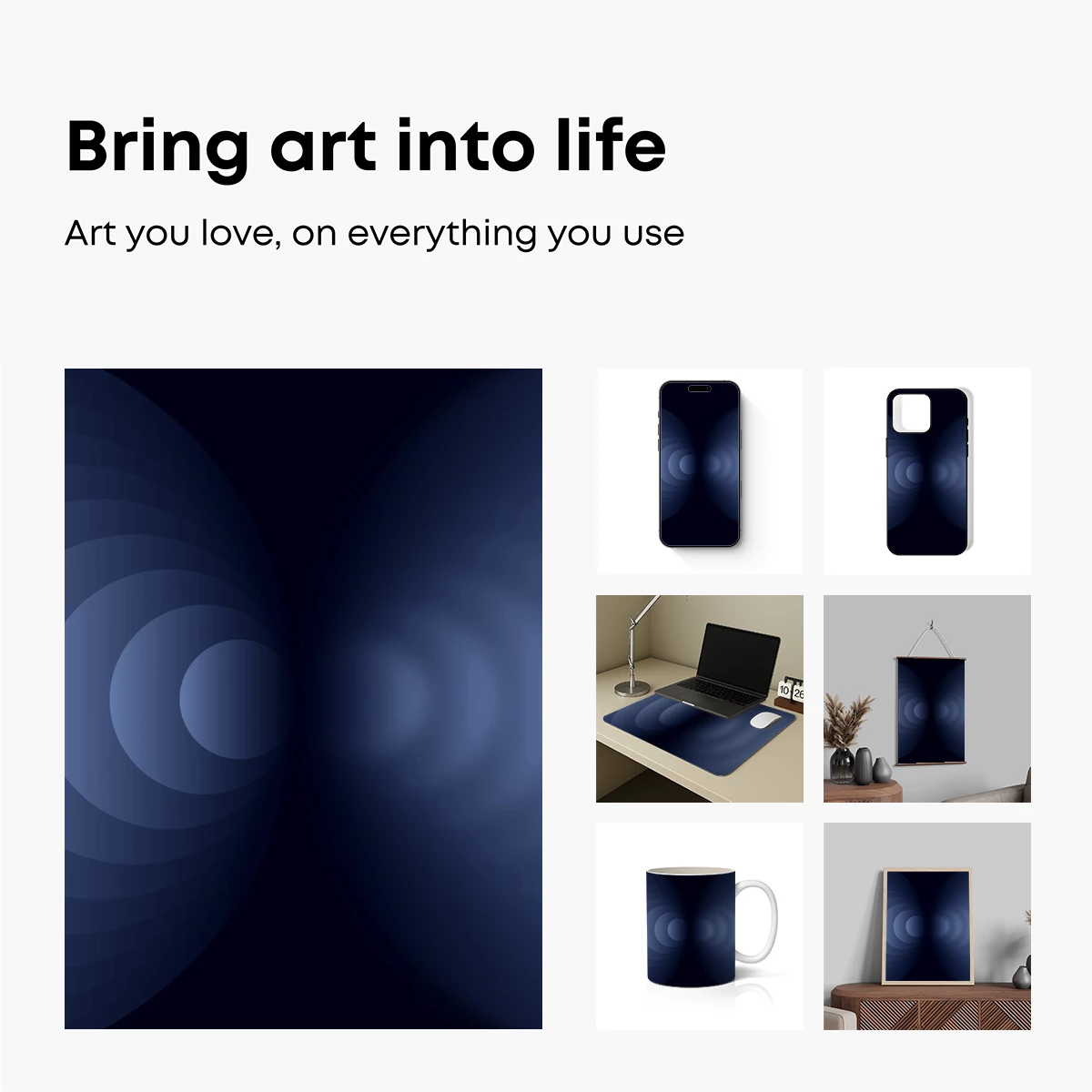 Eclipse of Serenity: Abstract Circles in Midnight Blue - Image 2