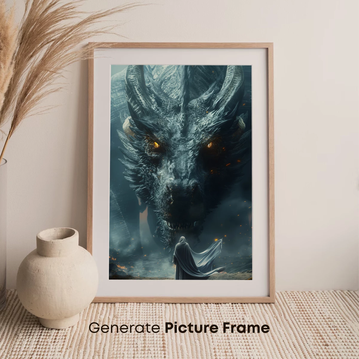 Epic Dragon Confrontation: Cloaked Figure Meets Mythical Beast - Image 7