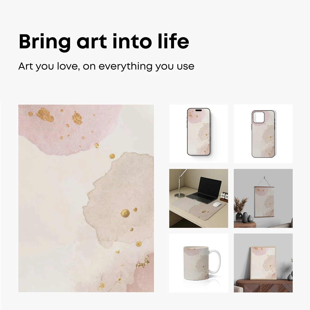 Golden Flecks on Blush Watercolor - Image 2