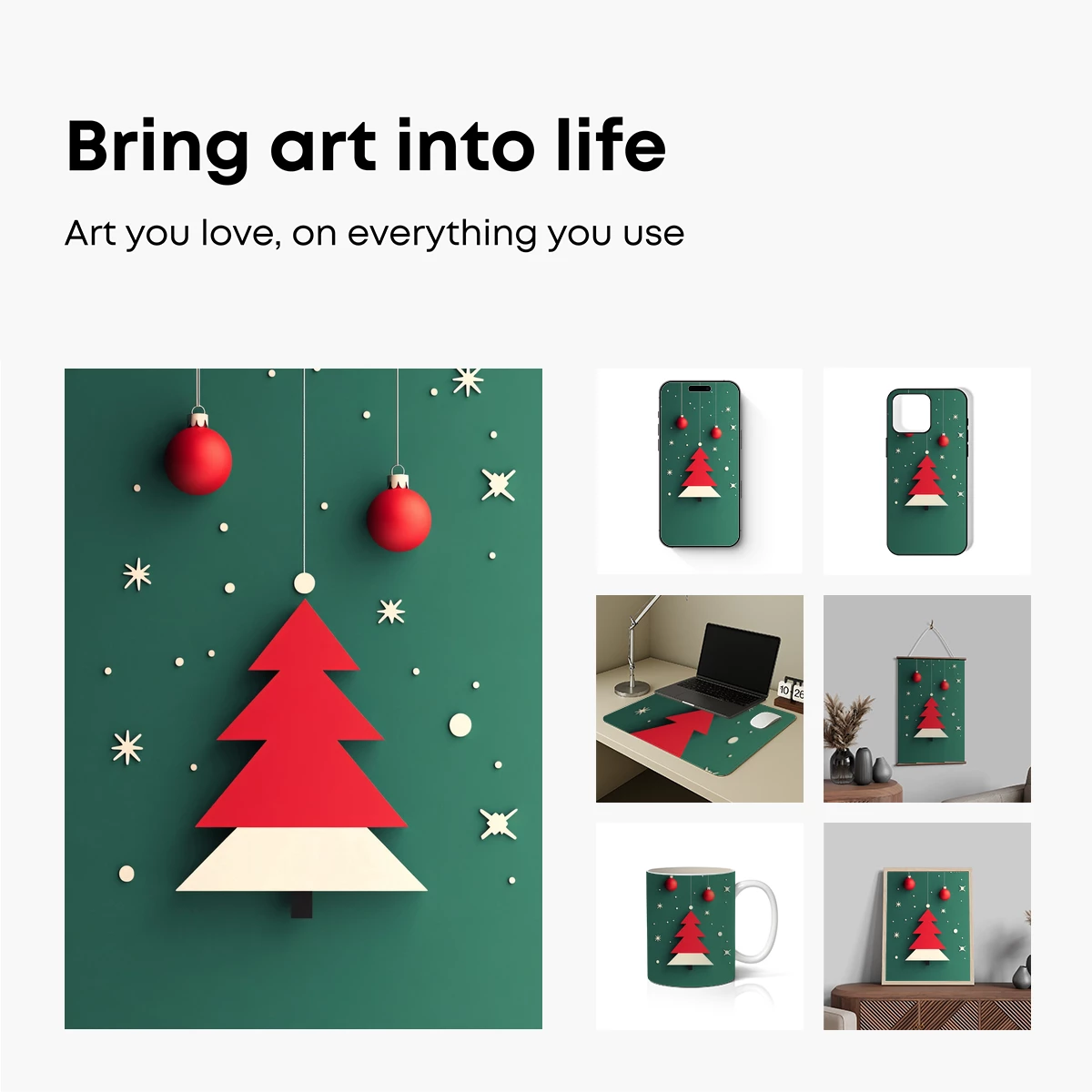 Geometric Christmas: Festive Red and Green Harmony - Image 2