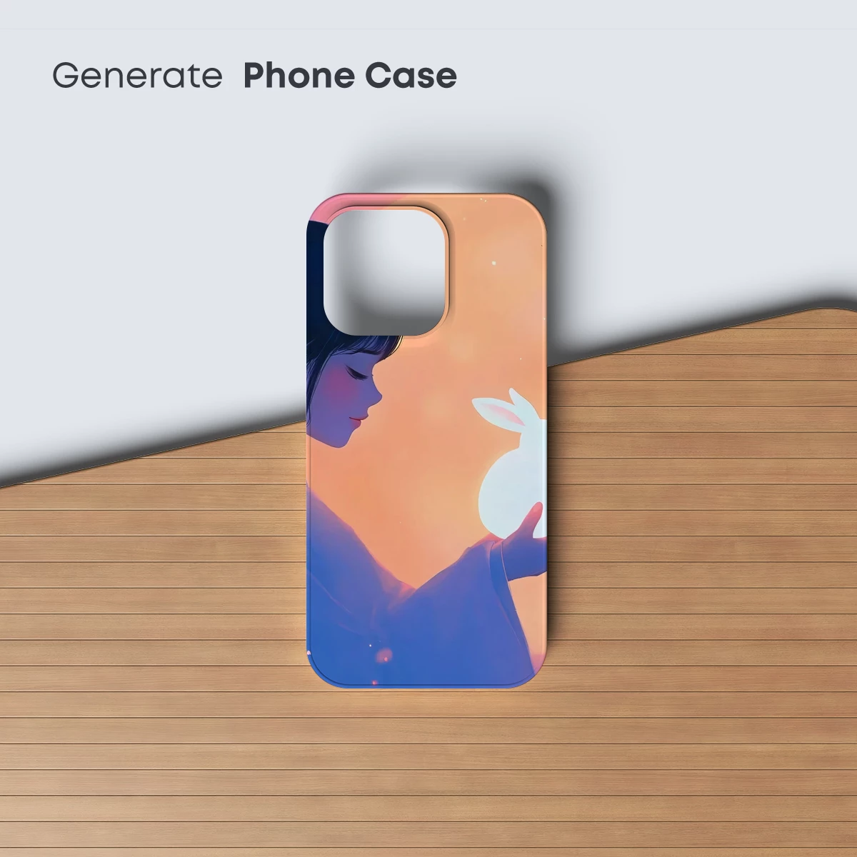 Luminous Moonlit Embrace: Ethereal Rabbit and Serene Woman - Image 3