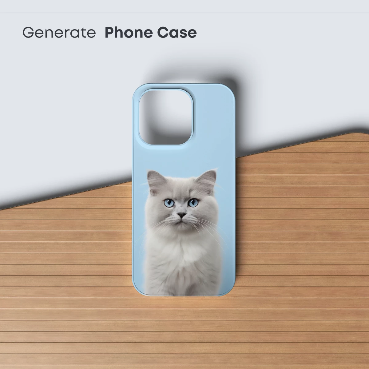 Ethereal Blue-Eyed Cat on Serene Sky Background - Image 3