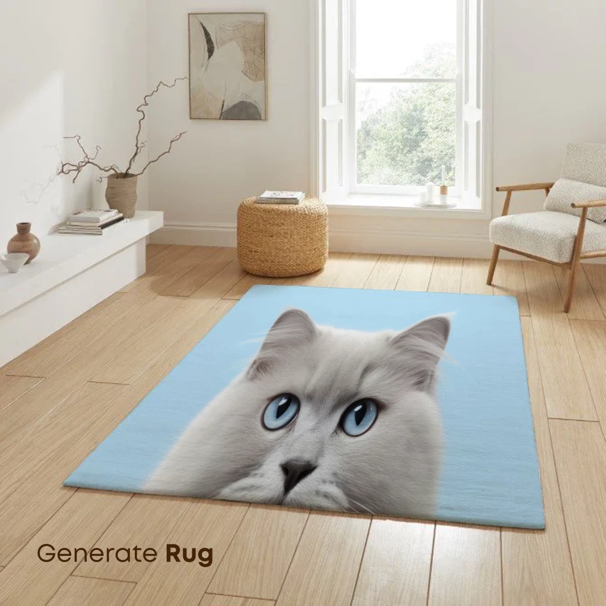 Ethereal Blue-Eyed Cat on Serene Sky Background - Image 6