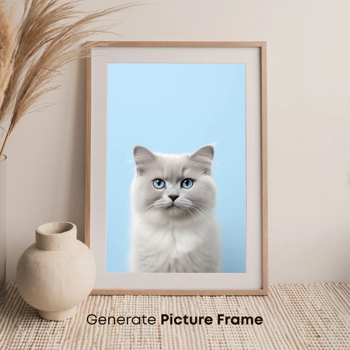 Ethereal Blue-Eyed Cat on Serene Sky Background - Image 7