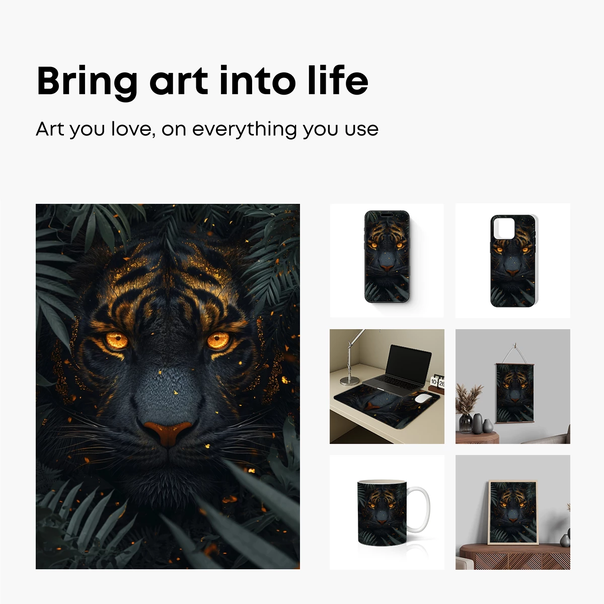 Golden-Eyed Tiger in Midnight Jungle - Image 2