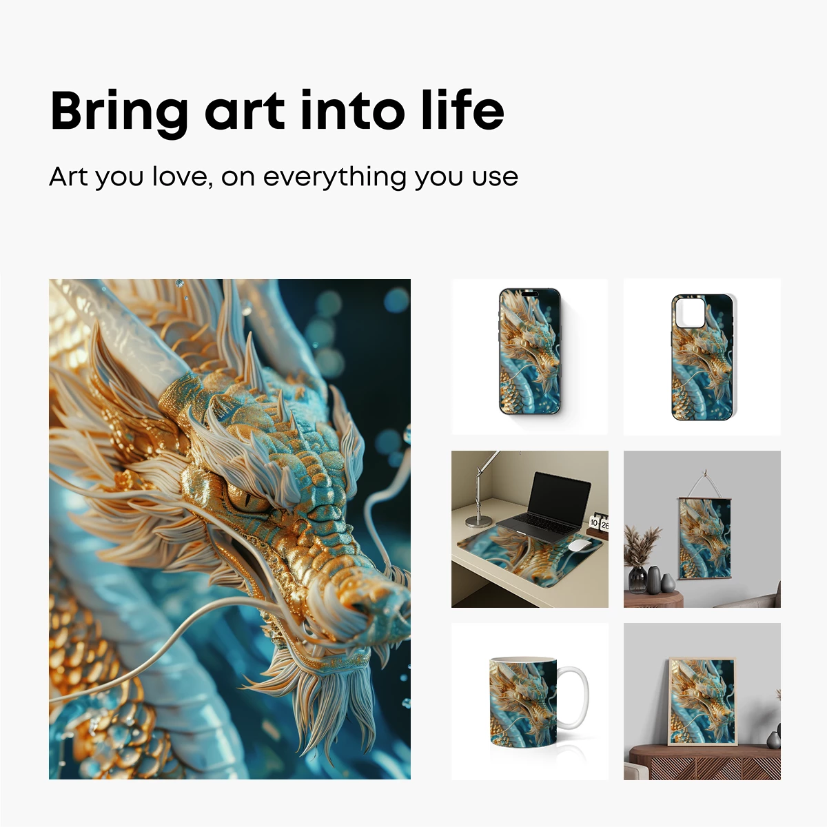 Golden Azure Dragon: Mythic Majesty in 3D Artistry - Image 2