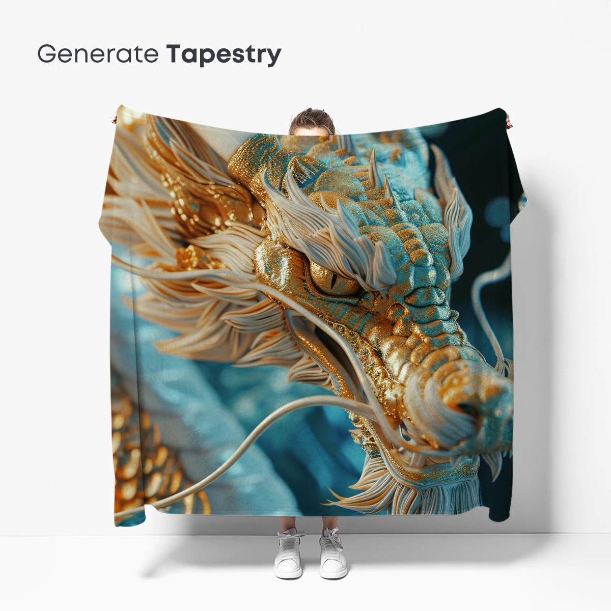 Golden Azure Dragon: Mythic Majesty in 3D Artistry - Image 5