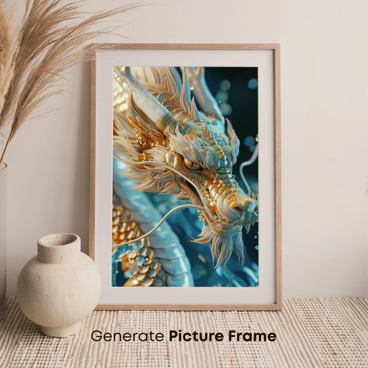 Golden Azure Dragon: Mythic Majesty in 3D Artistry - Image 7