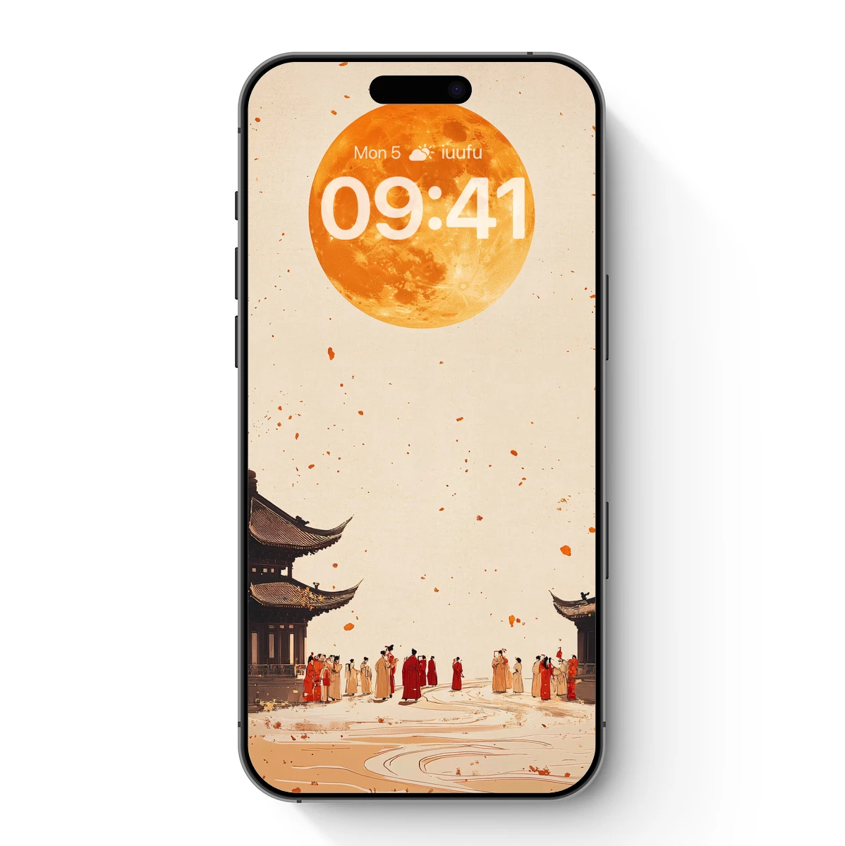 Ancient Courtyard Under a Golden Moon