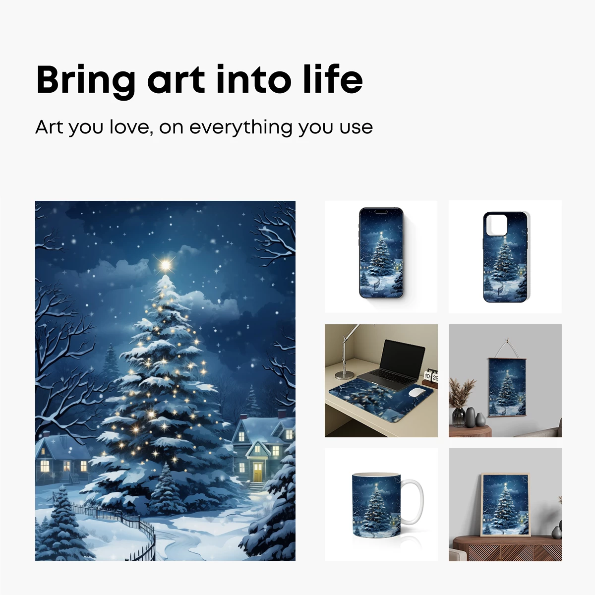 Enchanted Winter Glow: A Festive Night Scene - Image 2