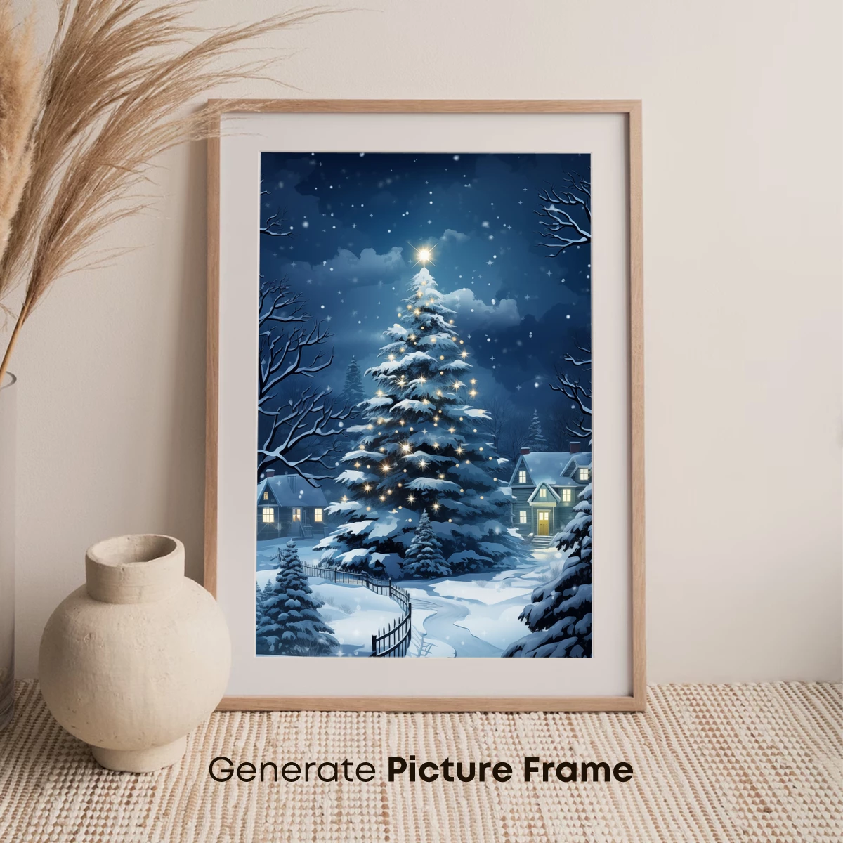 Enchanted Winter Glow: A Festive Night Scene - Image 7