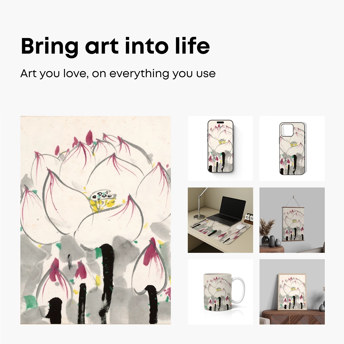 Ink Lotus Whisper: Abstract Floral Elegance - Image 2