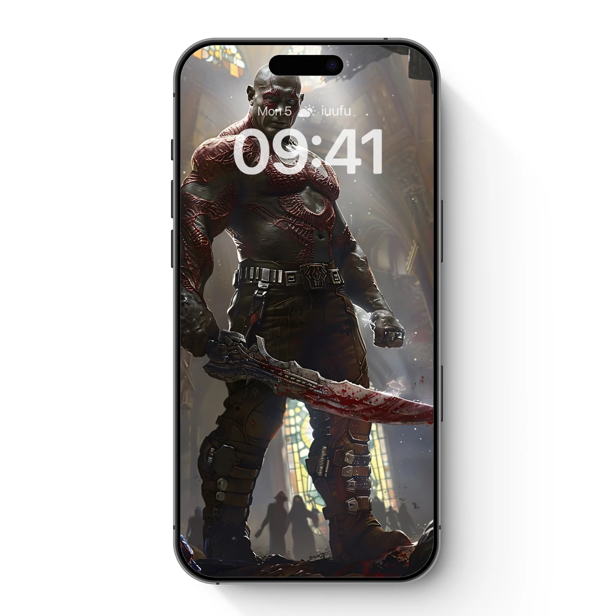 Blood-Soaked Warrior in Gothic Cathedral