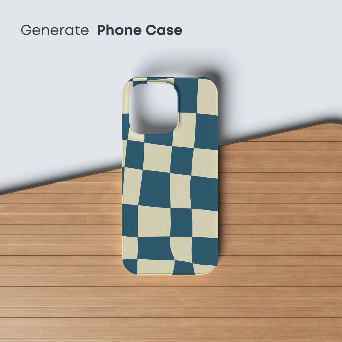 Checkerboard Illusion: Warped Reality in Teal and Cream - Image 3