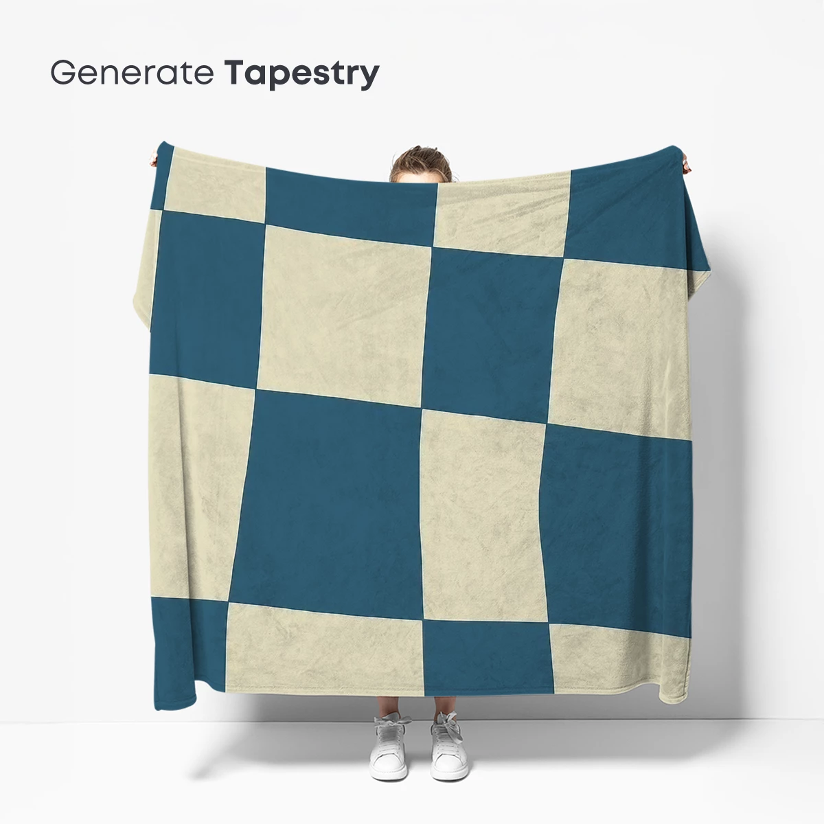 Checkerboard Illusion: Warped Reality in Teal and Cream - Image 5