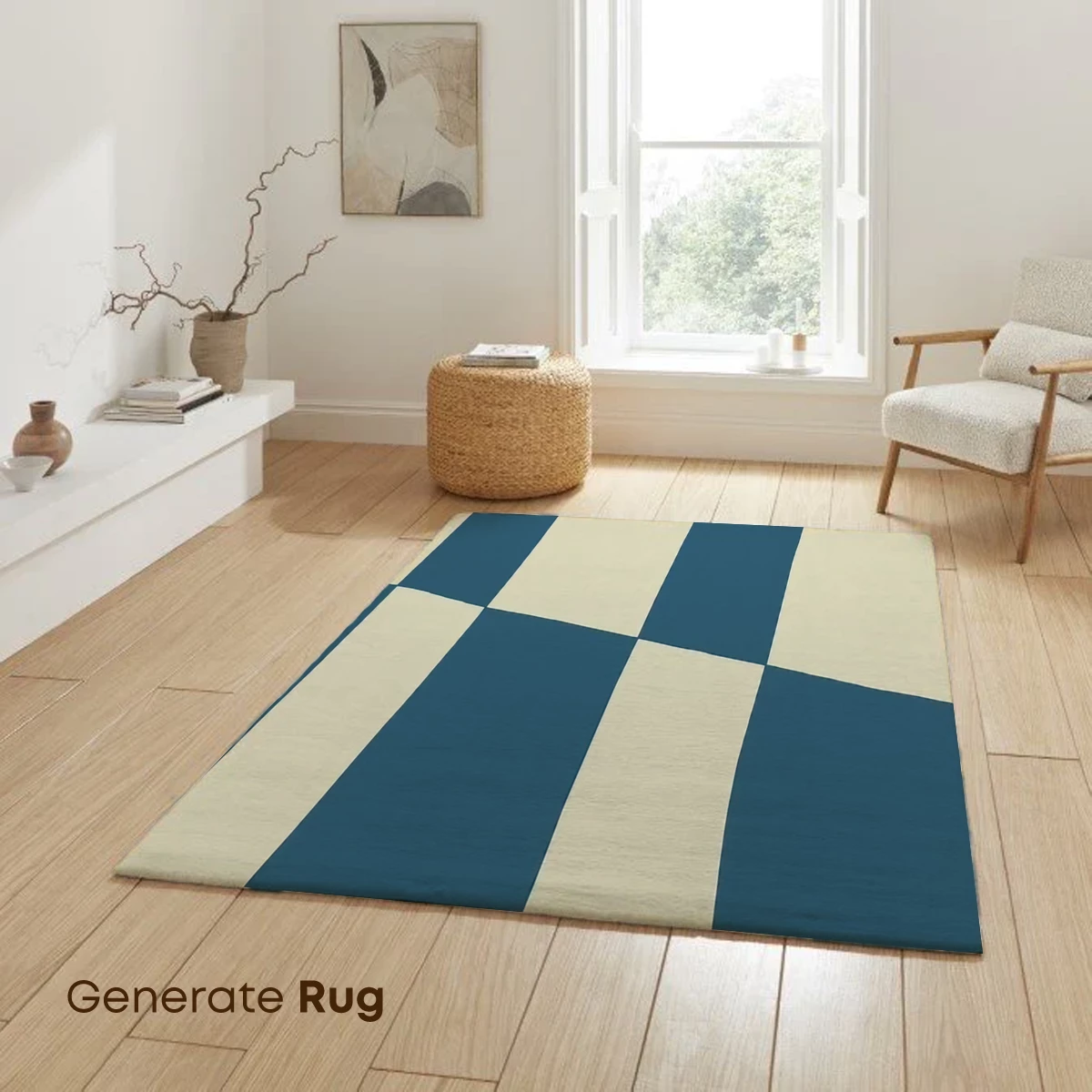 Checkerboard Illusion: Warped Reality in Teal and Cream - Image 6