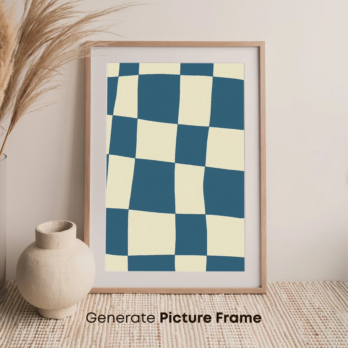 Checkerboard Illusion: Warped Reality in Teal and Cream - Image 7