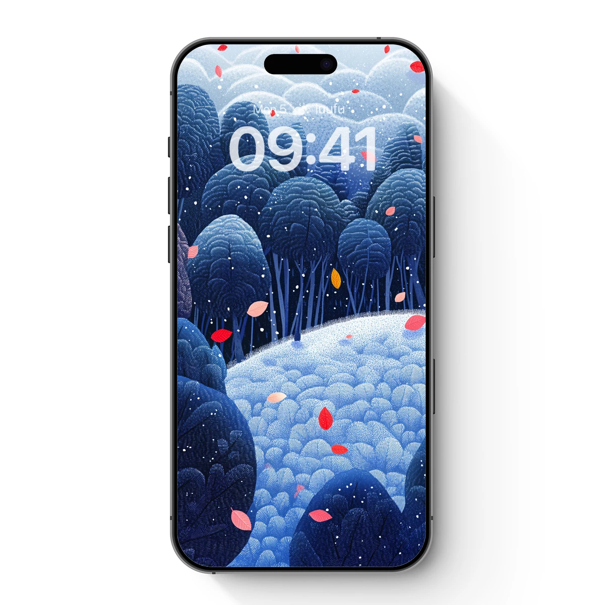 Enchanted Forest Whisper: Snowfall and Scarlet Leaves