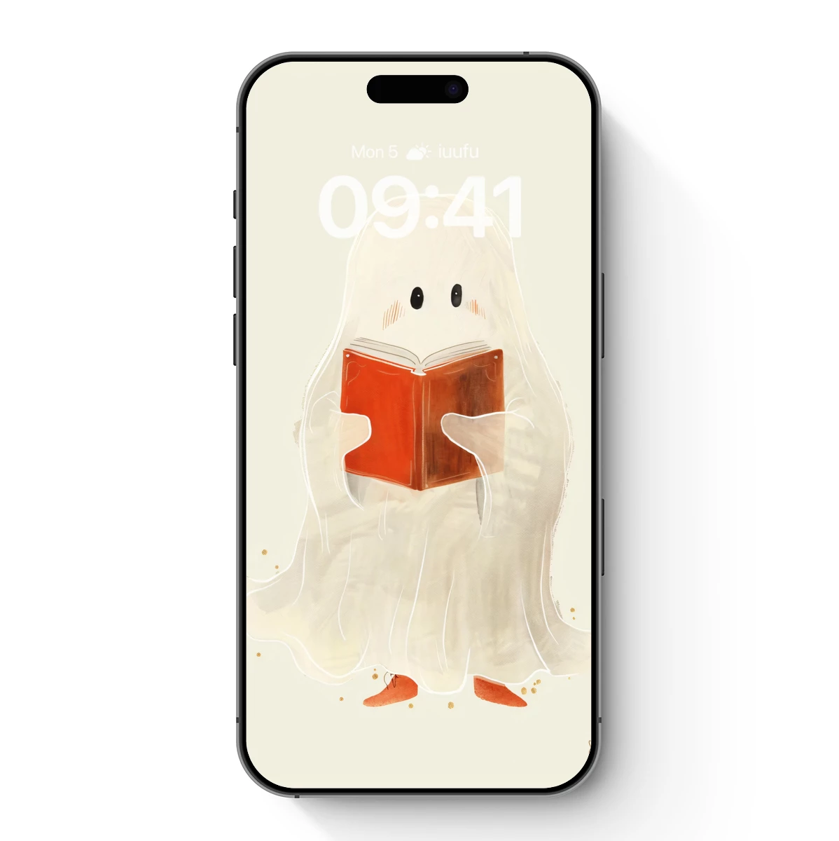 Ghostly Reader: Whimsical Spirit with a Book