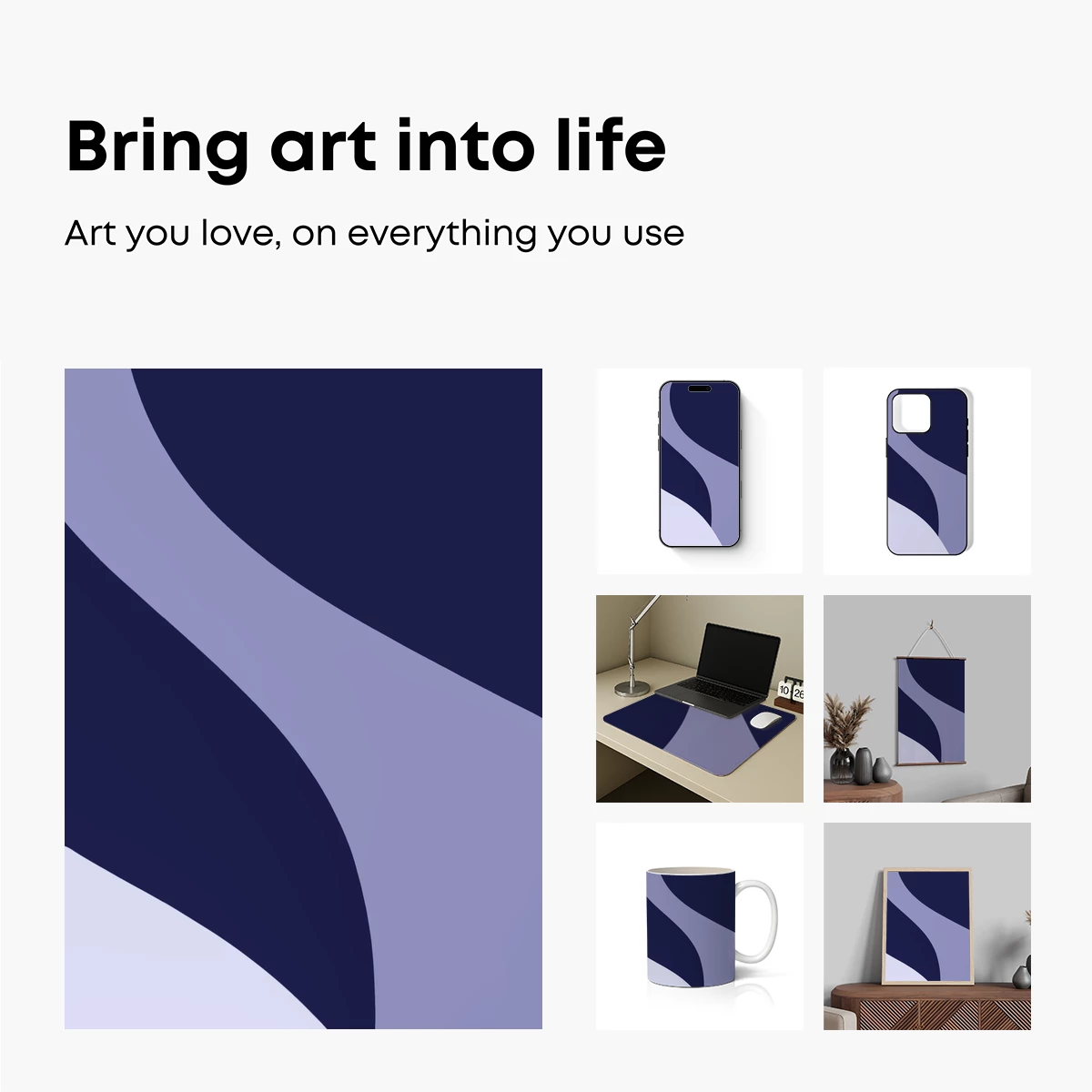 Abstract Flow: Navy and Lilac Harmony - Image 2