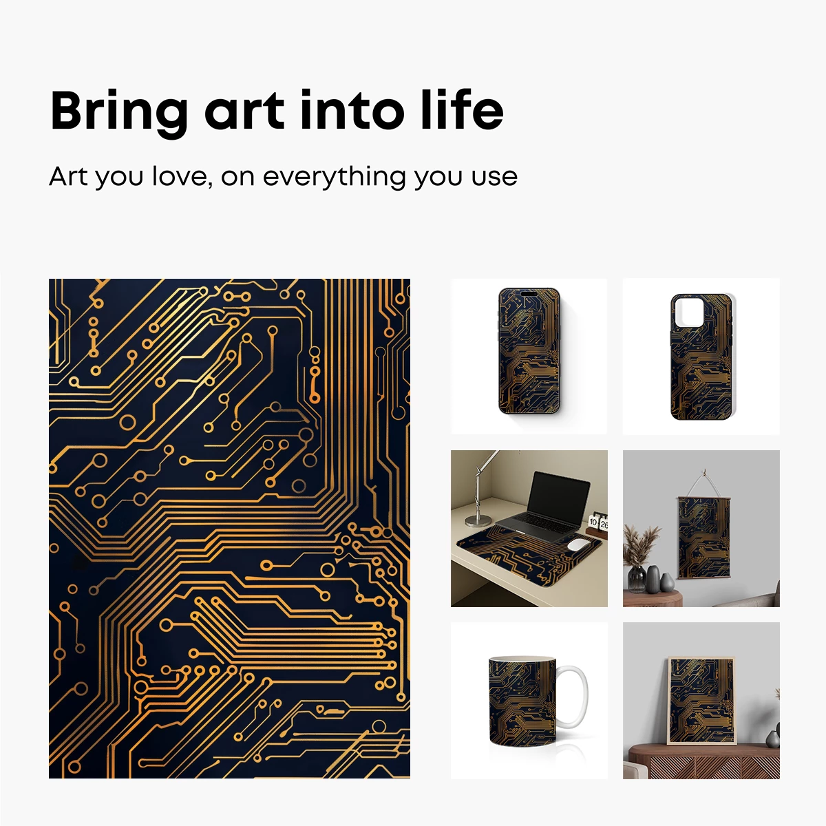 Golden Circuit Symphony: Tech Art Elegance - Image 2