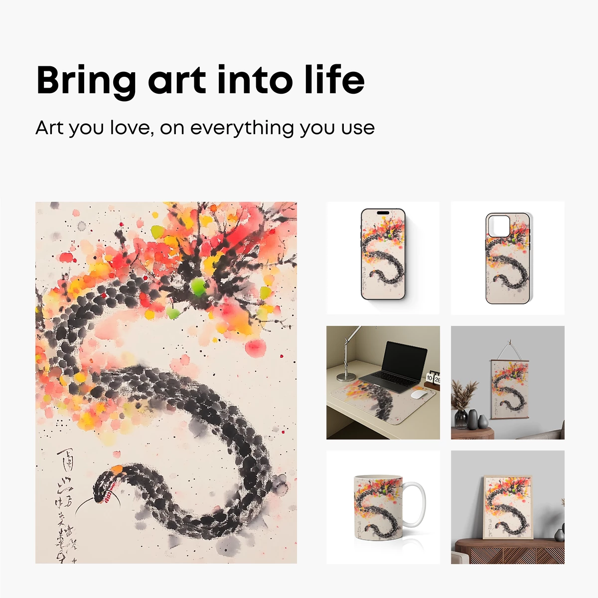 Autumn Serpent: Ink and Color Fusion - Image 2