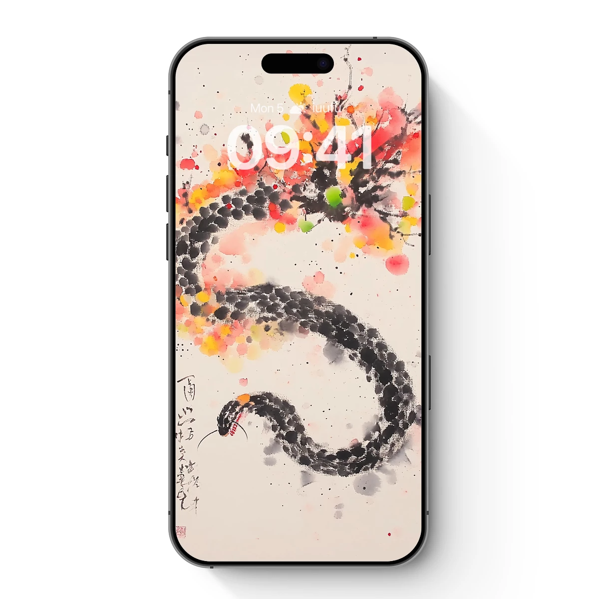 Autumn Serpent: Ink and Color Fusion