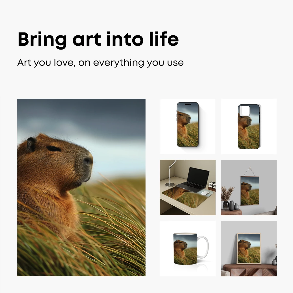 Capybara in Golden Grass: Nature's Serene Moment - Image 2