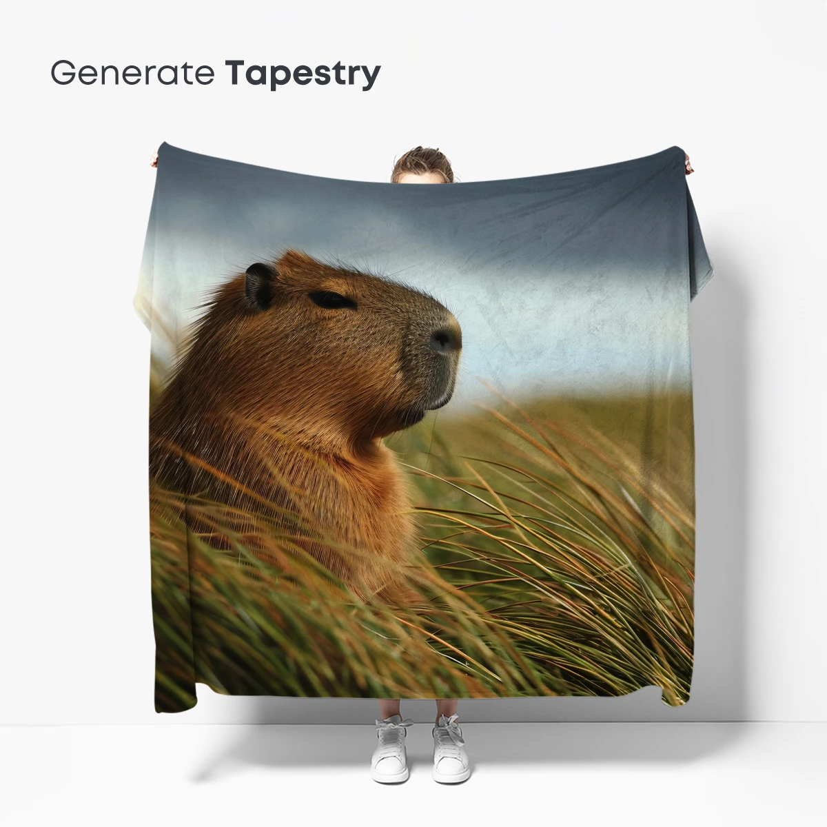 Capybara in Golden Grass: Nature's Serene Moment - Image 5
