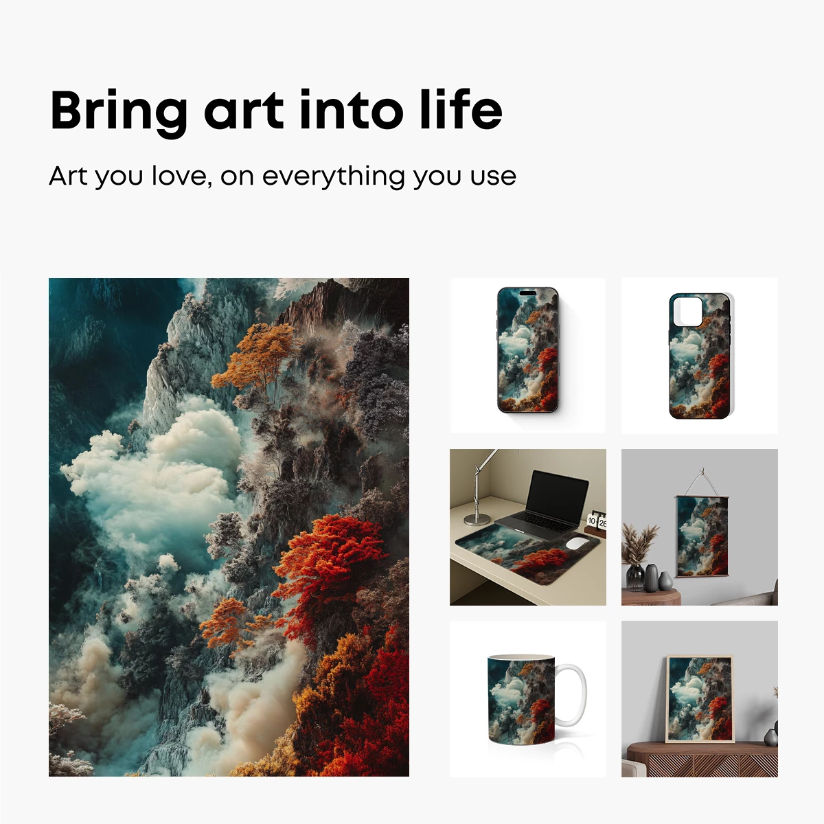 Autumn Mist Over Mountain Cliffs - Image 2